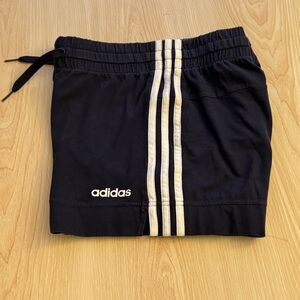 Adidas Women's Navy Athletic Shorts with White Stripes